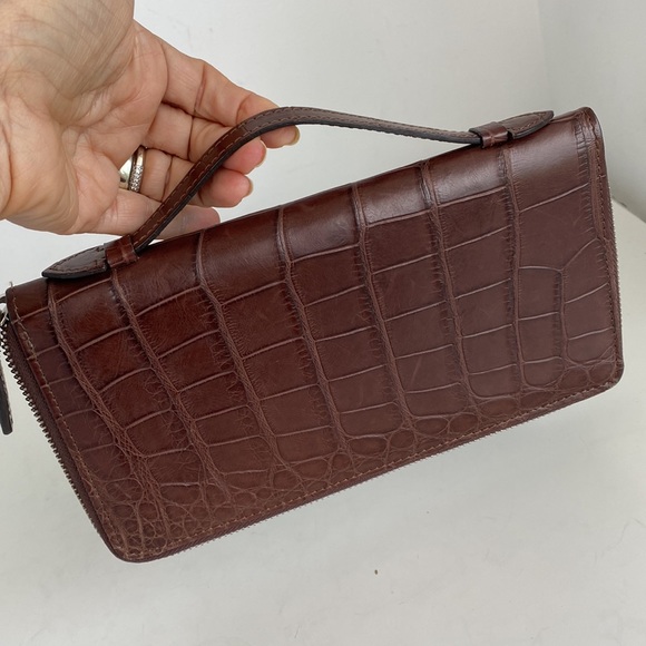 CAPORICCI REAL Alligator brown card holder - Picture 1 of 15